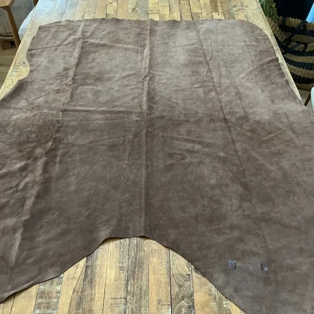Genuine Cowhide Suede Leather Skin Organic Shape For Crafting or Upholstery